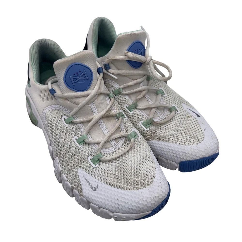 Nike Free Metcon 4 Shoes Womens Size 11.5 White Blue Training Trainer CZ0596-100